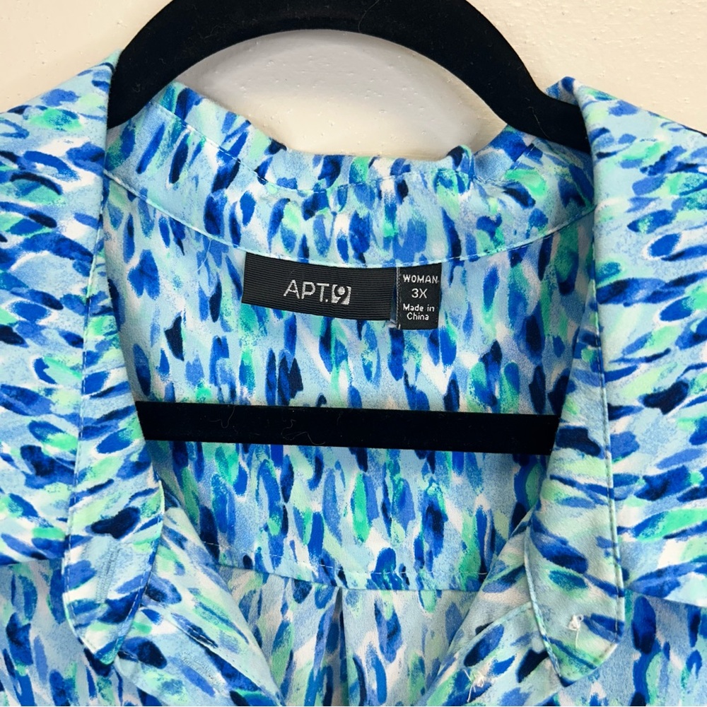 Ocean Blue Patterned Button Down Shirt Lightweigh… - image 5